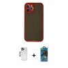 MARSİLYAN™- iPhone 12 Pro Max Kılıf Ahenk Çizgi Serisi - Siyah 18D Cam Ekran Koruyucu + Shine Kamera Lens - LT