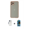 MARSİLYAN™- iPhone 12 Pro Max Kılıf Ahenk Çizgi Serisi - Siyah 18D Cam Ekran Koruyucu + Shine Kamera Lens - LT
