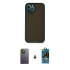 MARSİLYAN™- iPhone 12 Pro Max Kılıf Ahenk Çizgi Serisi - Siyah 18D Cam Ekran Koruyucu + Neon Fosforlu Kamera Lens - YL