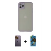 MARSİLYAN™- iPhone 12 Pro Max Kılıf Ahenk Çizgi Serisi - Siyah 18D Cam Ekran Koruyucu + Neon Fosforlu Kamera Lens - SI