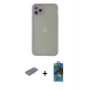 MARSİLYAN™- iPhone 12 Pro Max Kılıf Ahenk Çizgi Serisi - Siyah 18D Cam Ekran Koruyucu + Renkli Kamera Lens Koruma Cam - PE