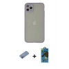 MARSİLYAN™- iPhone 12 Pro Max Kılıf Ahenk Çizgi Serisi - Siyah 18D Cam Ekran Koruyucu + Shine Kamera Lens Koruma Cam - PE