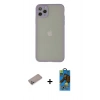 MARSİLYAN™- iPhone 12 Pro Max Kılıf Ahenk Çizgi Serisi - Siyah 18D Cam Ekran Koruyucu + Shine Kamera Lens Koruma Cam - SABE