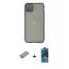 MARSİLYAN™- iPhone 12 Pro Max Kılıf Ahenk Çizgi Serisi - Siyah 18D Cam Ekran Koruyucu + Shine Kamera Lens Koruma Cam - SABE
