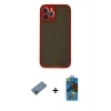 MARSİLYAN™- iPhone 12 Pro Max Kılıf Ahenk Çizgi Serisi - Siyah 18D Cam Ekran Koruyucu + Shine Kamera Lens Koruma Cam - SH