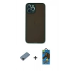 MARSİLYAN™- iPhone 12 Pro Max Kılıf Ahenk Çizgi Serisi - Siyah 18D Cam Ekran Koruyucu + Shine Kamera Lens Koruma Cam - SH