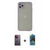 MARSİLYAN™- iPhone 12 Pro Max Kılıf Ahenk Çizgi Serisi - Siyah 18D Cam Ekran Koruyucu + Neon Fosforlu Kamera Lens - TU