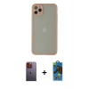 MARSİLYAN™- iPhone 12 Pro Max Kılıf Ahenk Çizgi Serisi - Siyah 18D Cam Ekran Koruyucu + Neon Fosforlu Kamera Lens - TU