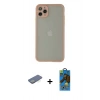 MARSİLYAN™- iPhone 12 Pro Max Kılıf Ahenk Çizgi Serisi - Siyah 18D Cam Ekran Koruyucu + Yeşil Renkli Kamera Lens Koruma Cam