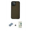 MARSİLYAN™- iPhone 12 Pro Max Kılıf Ahenk Çizgi Serisi - Siyah 20D Premium Cam Ekran Koruyucu + Gökkuşağı Shine Kamera Lens Koruma Cam