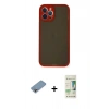 MARSİLYAN™- iPhone 12 Pro Max Kılıf Ahenk Çizgi Serisi - Siyah 20D Premium Cam Ekran Koruyucu + Gökkuşağı Shine Kamera Lens Koruma Cam