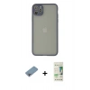 MARSİLYAN™- iPhone 12 Pro Max Kılıf Ahenk Çizgi Serisi - Siyah 20D Premium Cam Ekran Koruyucu + Gökkuşağı Shine Kamera Lens Koruma Cam