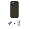 MARSİLYAN™- iPhone 12 Pro Max Kılıf Ahenk Çizgi Serisi - Siyah 20D Premium Cam Ekran Koruyucu + Metal Kamera Lens Koruma Cam - GD