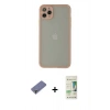 MARSİLYAN™- iPhone 12 Pro Max Kılıf Ahenk Çizgi Serisi - Siyah 20D Premium Cam Ekran Koruyucu + Metal Kamera Lens Koruma Cam - GD