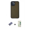 MARSİLYAN™- iPhone 12 Pro Max Kılıf Ahenk Çizgi Serisi - Siyah 20D Premium Cam Ekran Koruyucu + Metal Kamera Lens Koruma Cam - GD