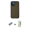 MARSİLYAN™- iPhone 12 Pro Max Kılıf Ahenk Çizgi Serisi - Siyah 20D Premium Cam Ekran Koruyucu + Shine Kamera Lens Koruma Cam - GS