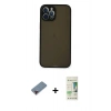 MARSİLYAN™- iPhone 12 Pro Max Kılıf Ahenk Çizgi Serisi - Siyah 20D Premium Cam Ekran Koruyucu + Kırmızı Metal Kamera Lens Koruma Cam