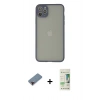 MARSİLYAN™- iPhone 12 Pro Max Kılıf Ahenk Çizgi Serisi - Siyah 20D Premium Cam Ekran Koruyucu + Kırmızı Metal Kamera Lens Koruma Cam