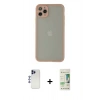 MARSİLYAN™- iPhone 12 Pro Max Kılıf Ahenk Çizgi Serisi - Siyah 20D Premium Cam Ekran Koruyucu + Lacivert Shine Kamera Lens