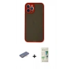 MARSİLYAN™- iPhone 12 Pro Max Kılıf Ahenk Çizgi Serisi - Siyah 20D Premium Cam Ekran Koruyucu + Renkli Kamera Lens Koruma Cam - MI