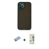 MARSİLYAN™- iPhone 12 Pro Max Kılıf Ahenk Çizgi Serisi - Siyah 20D Premium Cam Ekran Koruyucu + Shine Kamera Lens Koruma Cam - MI