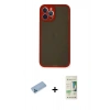 MARSİLYAN™- iPhone 12 Pro Max Kılıf Ahenk Çizgi Serisi - Siyah 20D Premium Cam Ekran Koruyucu + Shine Kamera Lens Koruma Cam - MI
