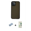 MARSİLYAN™- iPhone 12 Pro Max Kılıf Ahenk Çizgi Serisi - Siyah 20D Premium Cam Ekran Koruyucu + Shine Kamera Lens Koruma Cam - MI
