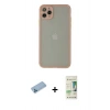 MARSİLYAN™- iPhone 12 Pro Max Kılıf Ahenk Çizgi Serisi - Siyah 20D Premium Cam Ekran Koruyucu + Shine Kamera Lens Koruma Cam - MI