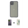 MARSİLYAN™- iPhone 12 Pro Max Kılıf Ahenk Çizgi Serisi - Siyah 20D Premium Cam Ekran Koruyucu + Neon Fosforlu Kamera Lens - YL