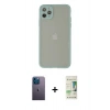 MARSİLYAN™- iPhone 12 Pro Max Kılıf Ahenk Çizgi Serisi - Siyah 20D Premium Cam Ekran Koruyucu + Neon Fosforlu Kamera Lens - MI
