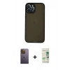 MARSİLYAN™- iPhone 12 Pro Max Kılıf Ahenk Çizgi Serisi - Siyah 20D Premium Cam Ekran Koruyucu + Neon Fosforlu Kamera Lens - SI