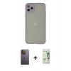 MARSİLYAN™- iPhone 12 Pro Max Kılıf Ahenk Çizgi Serisi - Siyah 20D Premium Cam Ekran Koruyucu + Neon Fosforlu Kamera Lens - SI