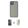 MARSİLYAN™- iPhone 12 Pro Max Kılıf Ahenk Çizgi Serisi - Siyah 20D Premium Cam Ekran Koruyucu + Neon Fosforlu Kamera Lens - MI
