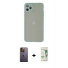 MARSİLYAN™- iPhone 12 Pro Max Kılıf Ahenk Çizgi Serisi - Siyah 20D Premium Cam Ekran Koruyucu + Neon Fosforlu Kamera Lens - SI