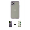 MARSİLYAN™- iPhone 12 Pro Max Kılıf Ahenk Çizgi Serisi - Siyah 20D Premium Cam Ekran Koruyucu + Neon Fosforlu Kamera Lens - YL
