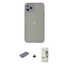 MARSİLYAN™- iPhone 12 Pro Max Kılıf Ahenk Çizgi Serisi - Siyah 20D Premium Cam Ekran Koruyucu + Pembe Renkli Kamera Lens Koruma Cam