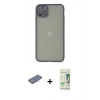 MARSİLYAN™- iPhone 12 Pro Max Kılıf Ahenk Çizgi Serisi - Siyah 20D Premium Cam Ekran Koruyucu + Pembe Renkli Kamera Lens Koruma Cam