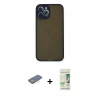 MARSİLYAN™- iPhone 12 Pro Max Kılıf Ahenk Çizgi Serisi - Siyah 20D Premium Cam Ekran Koruyucu + Renkli Kamera Lens Koruma Cam - SI