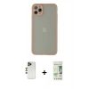 MARSİLYAN™- iPhone 12 Pro Max Kılıf Ahenk Çizgi Serisi - Siyah 20D Premium Cam Ekran Koruyucu + Shine Kamera Lens - GD