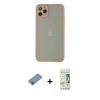 MARSİLYAN™- iPhone 12 Pro Max Kılıf Ahenk Çizgi Serisi - Siyah 20D Premium Cam Ekran Koruyucu + Shine Kamera Lens Koruma Cam - GI