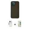 MARSİLYAN™- iPhone 12 Pro Max Kılıf Ahenk Çizgi Serisi - Siyah 20D Premium Cam Ekran Koruyucu + Shine Kamera Lens - GD