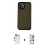 MARSİLYAN™- iPhone 12 Pro Max Kılıf Ahenk Çizgi Serisi - Siyah 20D Premium Cam Ekran Koruyucu + Shine Kamera Lens - GD