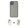 MARSİLYAN™- iPhone 12 Pro Max Kılıf Ahenk Çizgi Serisi - Siyah 20D Premium Cam Ekran Koruyucu + Shine Kamera Lens - GD