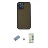 MARSİLYAN™- iPhone 12 Pro Max Kılıf Ahenk Çizgi Serisi - Siyah 20D Premium Cam Ekran Koruyucu + Shine Kamera Lens Koruma Cam - PE