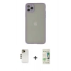MARSİLYAN™- iPhone 12 Pro Max Kılıf Ahenk Çizgi Serisi - Siyah 20D Premium Cam Ekran Koruyucu + Shine Kamera Lens - GD