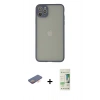 MARSİLYAN™- iPhone 12 Pro Max Kılıf Ahenk Çizgi Serisi - Siyah 20D Premium Cam Ekran Koruyucu + Renkli Kamera Lens Koruma Cam - TU