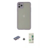 MARSİLYAN™- iPhone 12 Pro Max Kılıf Ahenk Çizgi Serisi - Siyah 20D Premium Cam Ekran Koruyucu + Renkli Kamera Lens Koruma Cam - TU
