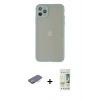 MARSİLYAN™- iPhone 12 Pro Max Kılıf Ahenk Çizgi Serisi - Siyah 20D Premium Cam Ekran Koruyucu + Renkli Kamera Lens Koruma Cam - TU