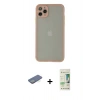 MARSİLYAN™- iPhone 12 Pro Max Kılıf Ahenk Çizgi Serisi - Siyah 20D Premium Cam Ekran Koruyucu + Yeşil Renkli Kamera Lens Koruma Cam