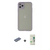 MARSİLYAN™- iPhone 12 Pro Max Kılıf Ahenk Çizgi Serisi - Siyah 20D Premium Cam Ekran Koruyucu + Yeşil Renkli Kamera Lens Koruma Cam
